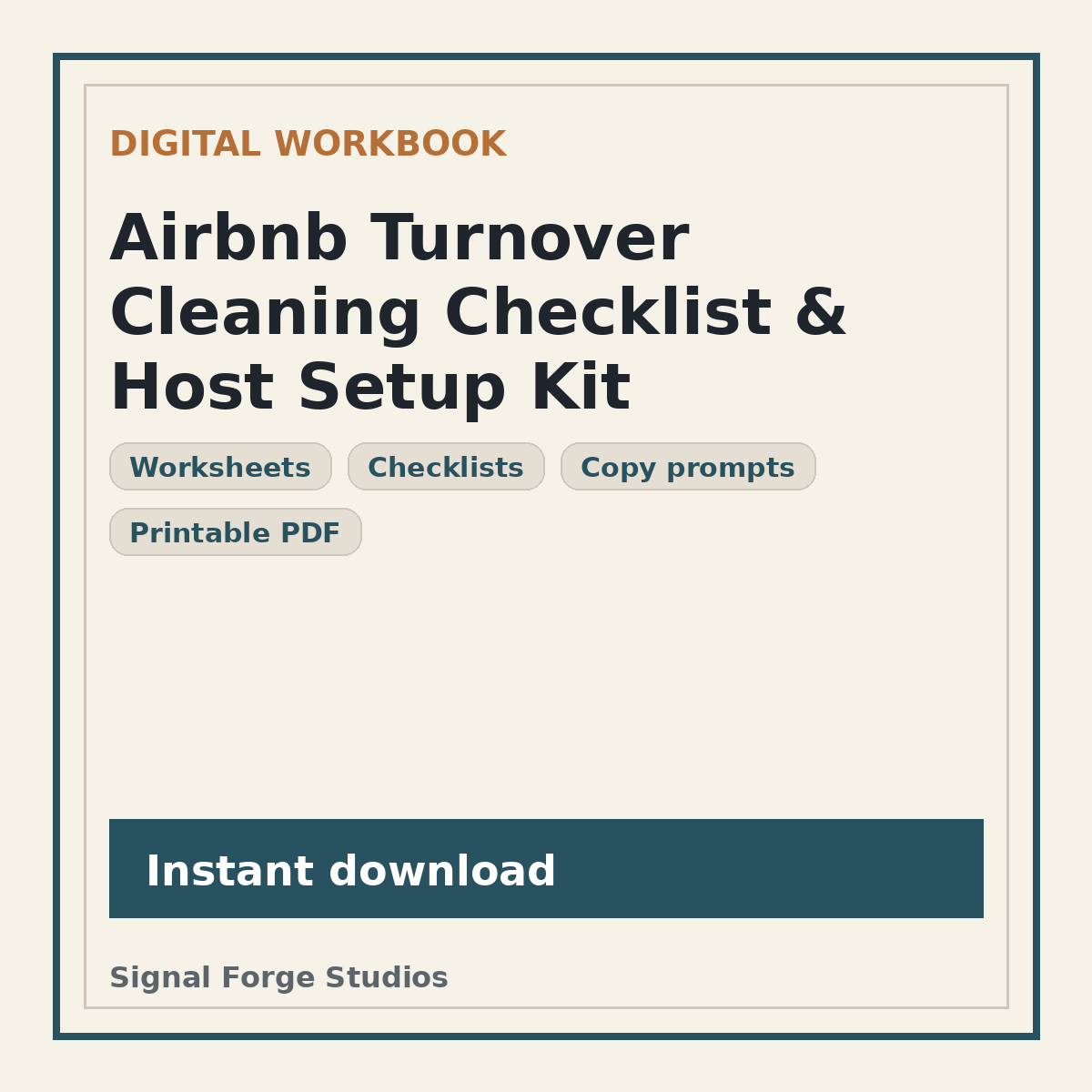 Airbnb Turnover Cleaning Checklist & Host Setup Kit thumbnail