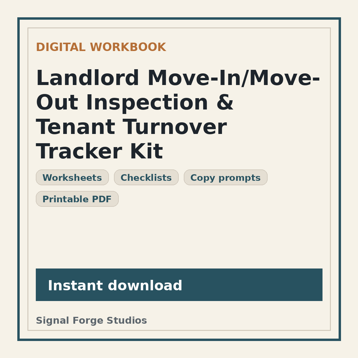 Landlord Move-In/Move-Out Inspection & Tenant Turnover Tracker Kit preview