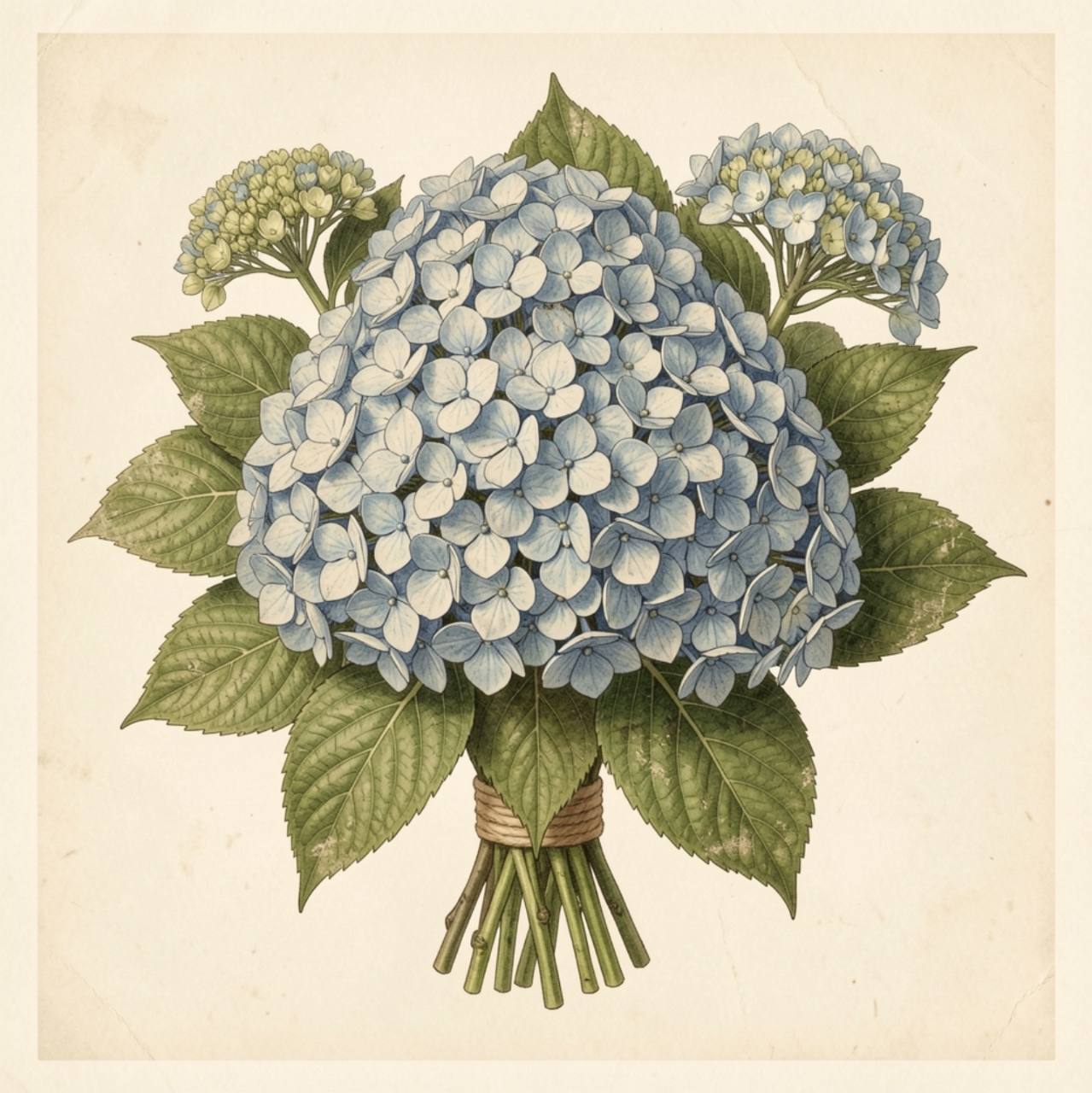Vintage blue hydrangea botanical printable art